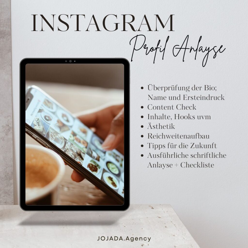 Schriftliche Instagram Profil Analyse + kostenlose Checkliste